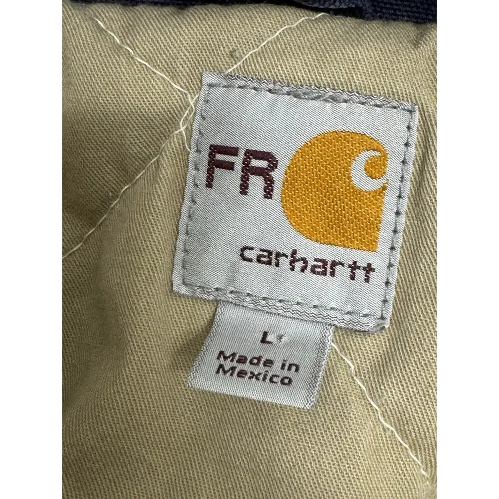 Vintage Carhartt Flame Resistant Large Reg Navy Blue Traditional Coat Distressed
